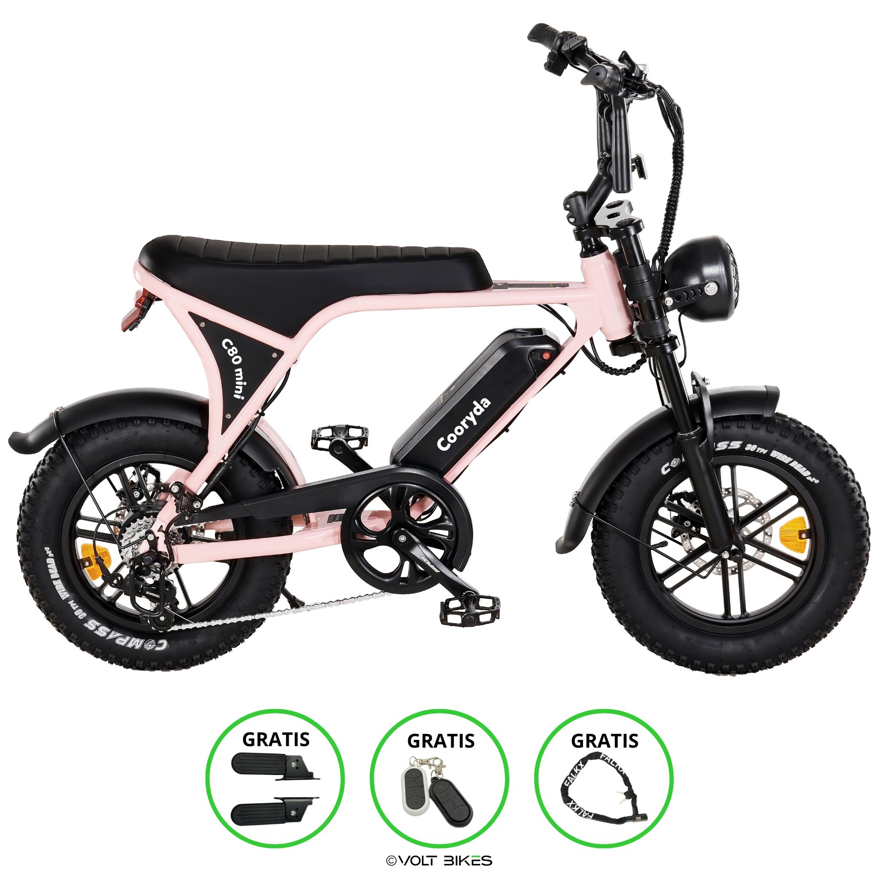 OUXI C80 Mini Fatbike - Roze - Volt Bikes