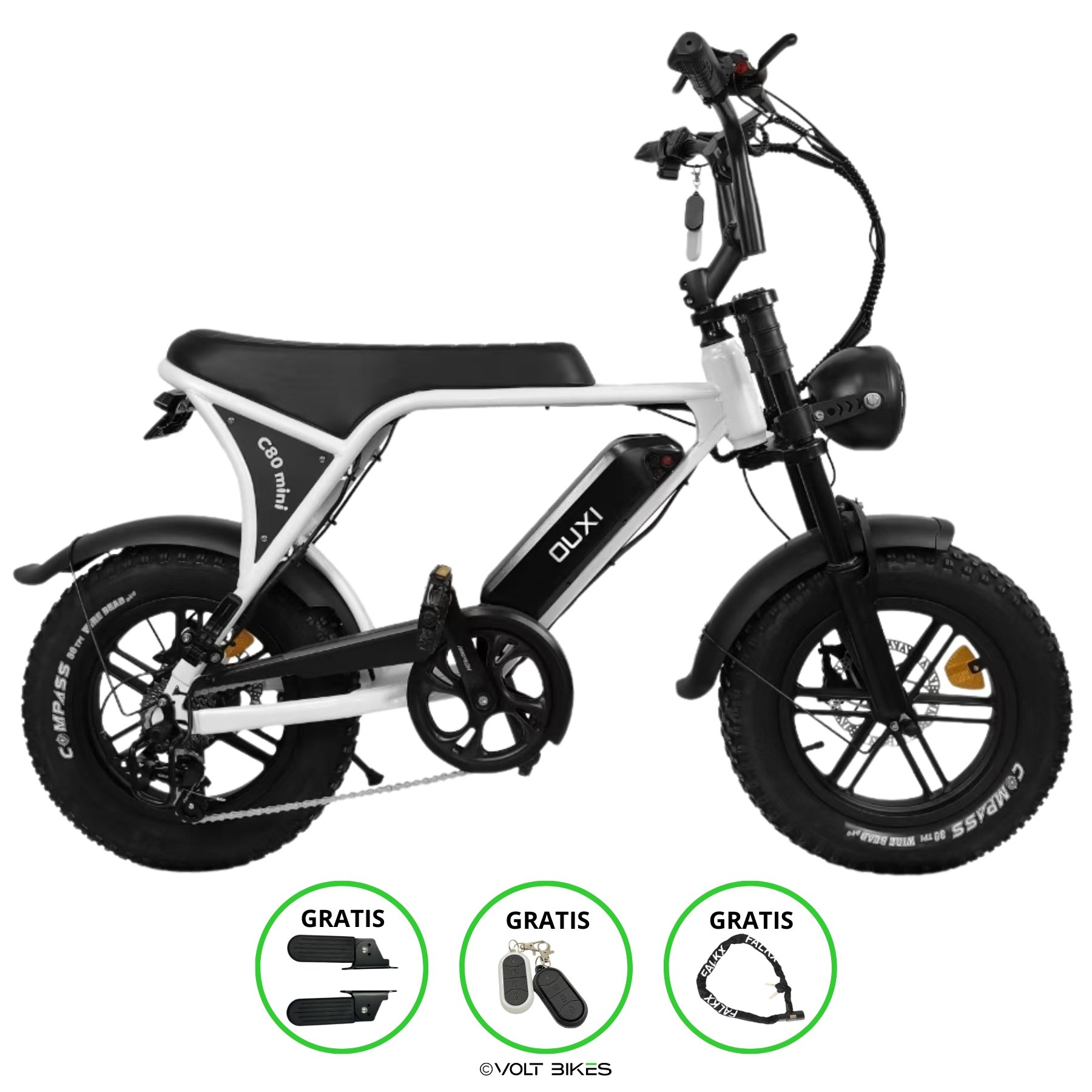 OUXI C80 Mini Fatbike - Wit - Volt Bikes