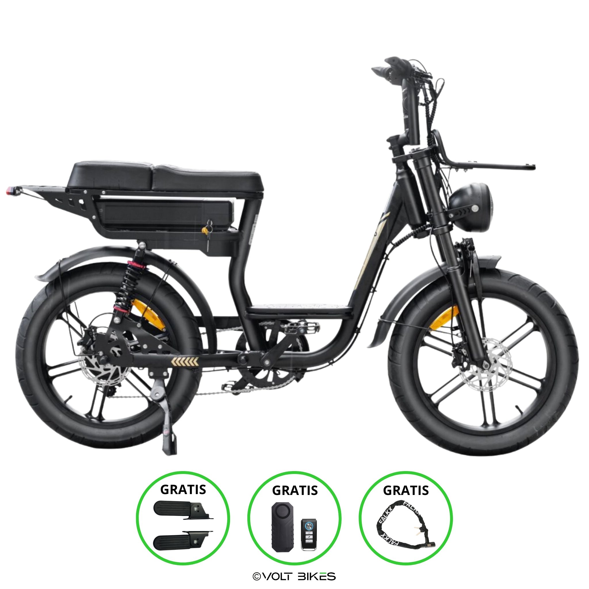 Fatbike V20 Pro - Comfort - Lage instap - Zwart