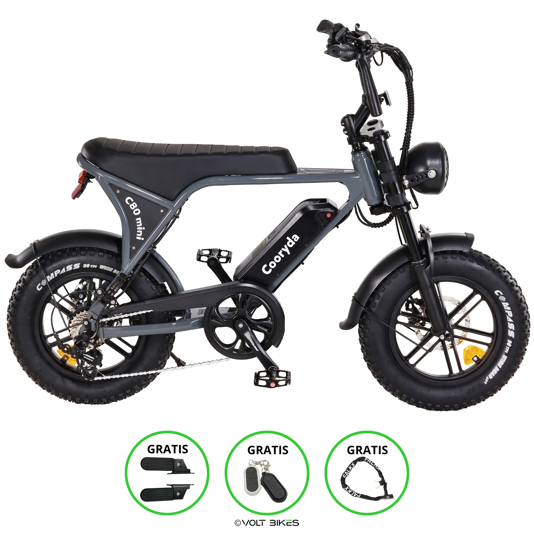OUXI C80 Mini Fatbike - Grijs - Volt Bikes